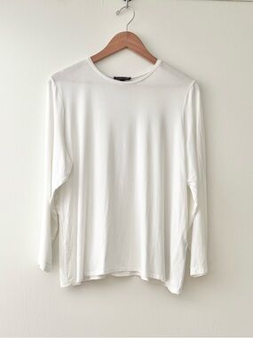 Eileen Fisher White Lightweight Viscose Jersey Top XL